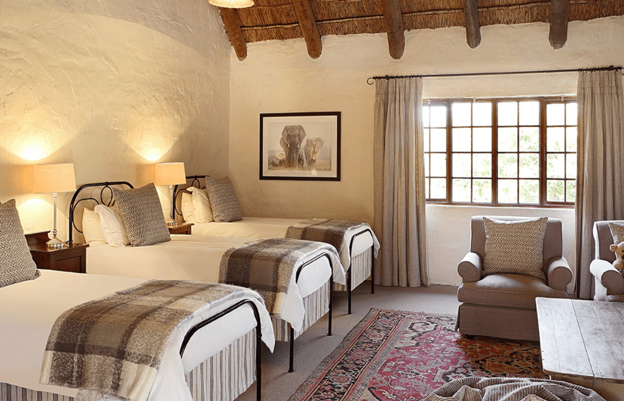 S007 - IT1 - Elephant House 3 Bed Accommodation Bedroom Sustainable Safaris Africa - Journeys - Budget Eastern Cape Safari - Elephant House 3 Bed Accommodation Bedroom