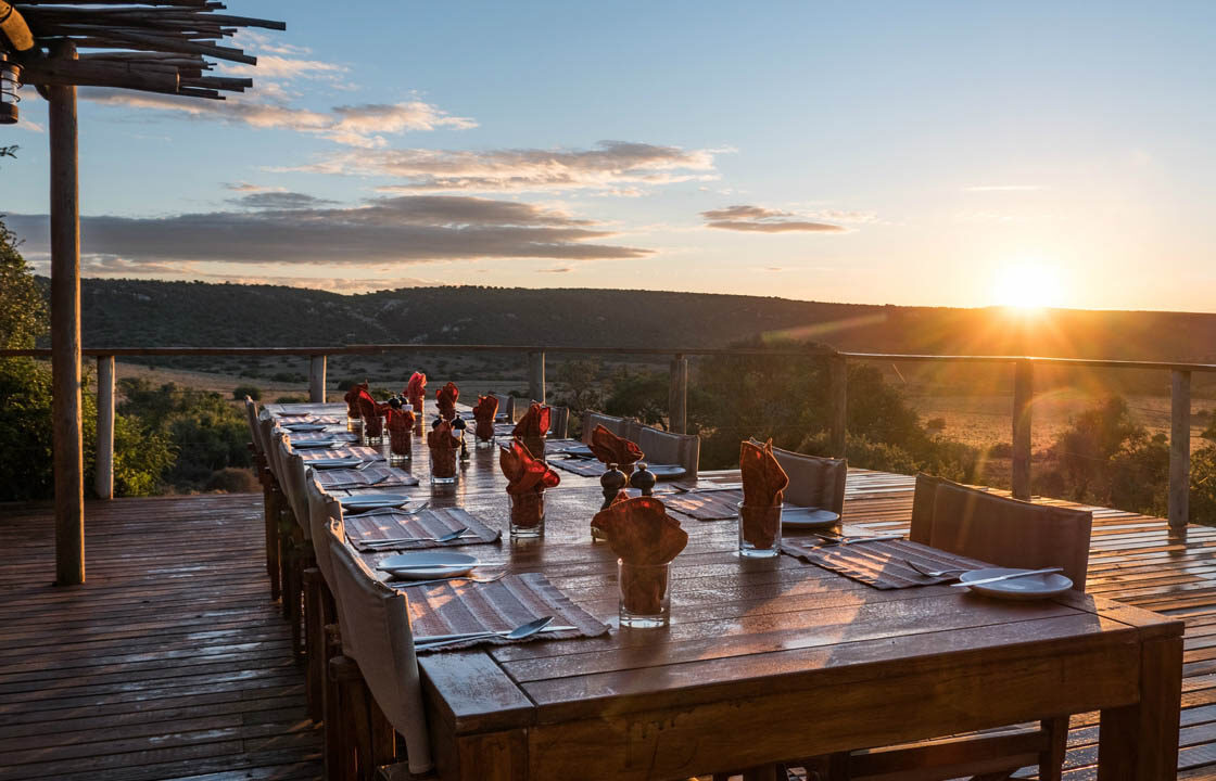 S007-IT2 - Set Dinner Table at Sunset Sustainable Safaris Africa - Journeys - Budget Eastern Cape Safari - Set Dinner Table at Sunset