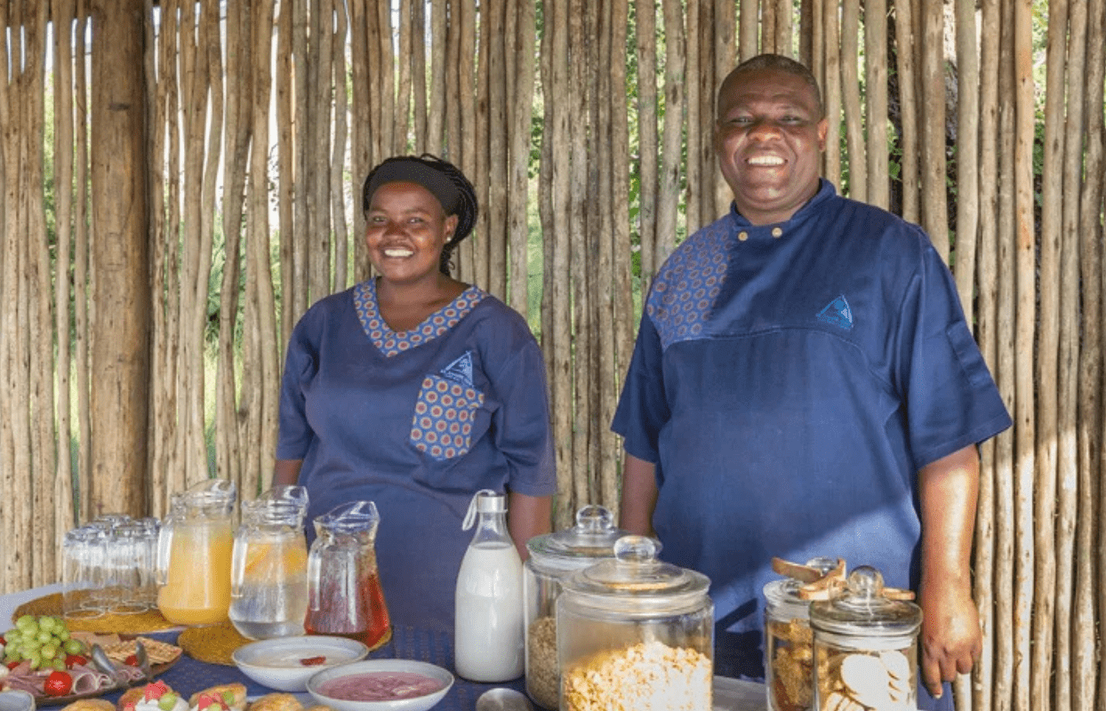 S002-IT1 -Prepared Breakfast being Served by Staff Sustainable Safaris Africa - Journeys - Luxury Kruger Safari - Prepared Breakfast being Served by Staff